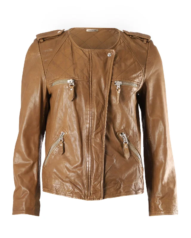 Low Price Special Isabel Marant Etoile Kady Motor Jacket in Brown Leather