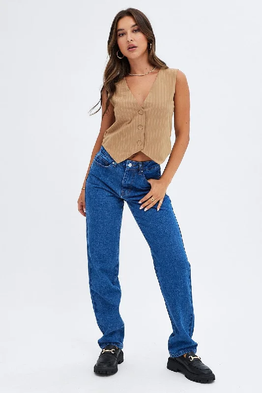 Graceful Movement Denim Baggy Denim Jeans High rise