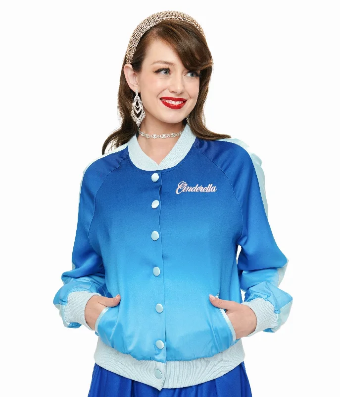 Chic Everyday Wear Disney Princess collection by Unique Vintage Cinderella Blue Ombre Long Sleeve Bomber Jacket