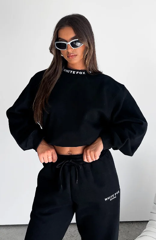 Stylish Spring Fashion Put It On Repeat Oversized Sweater Black