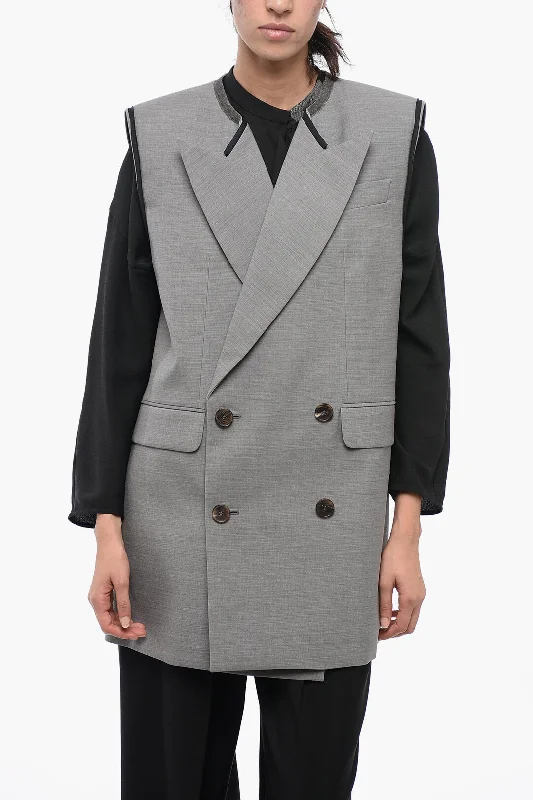 Feminine Grace Alexander Mcqueen Double-Breasted Oversized Wool Blazer With Peak Lapel