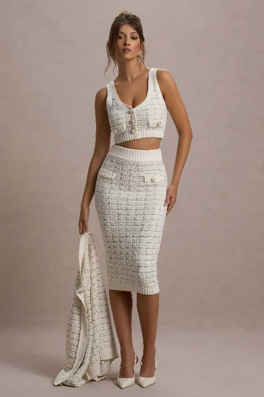 Exclusive Discount Stellina | Cream Boucle High-Waist Bodycon Midi Skirt