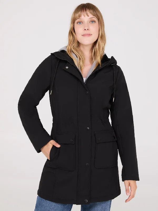 Chic Urban Fashion Look Softshell Hooded Jacket