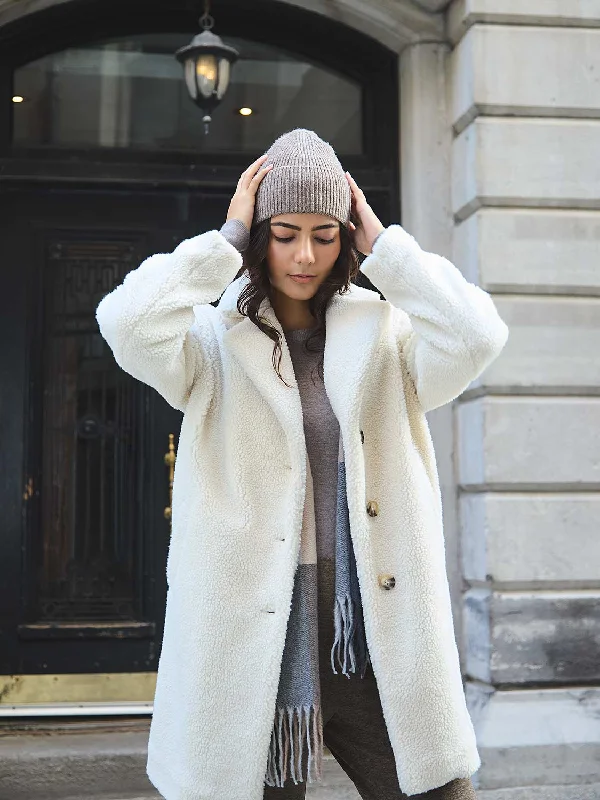 Graceful Drape Long Sherpa Teddy Coat