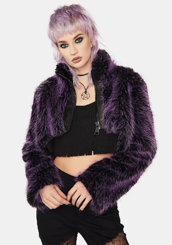 Save On Classic Elegant Styles Purple Punk Daily Faux Wool Coat