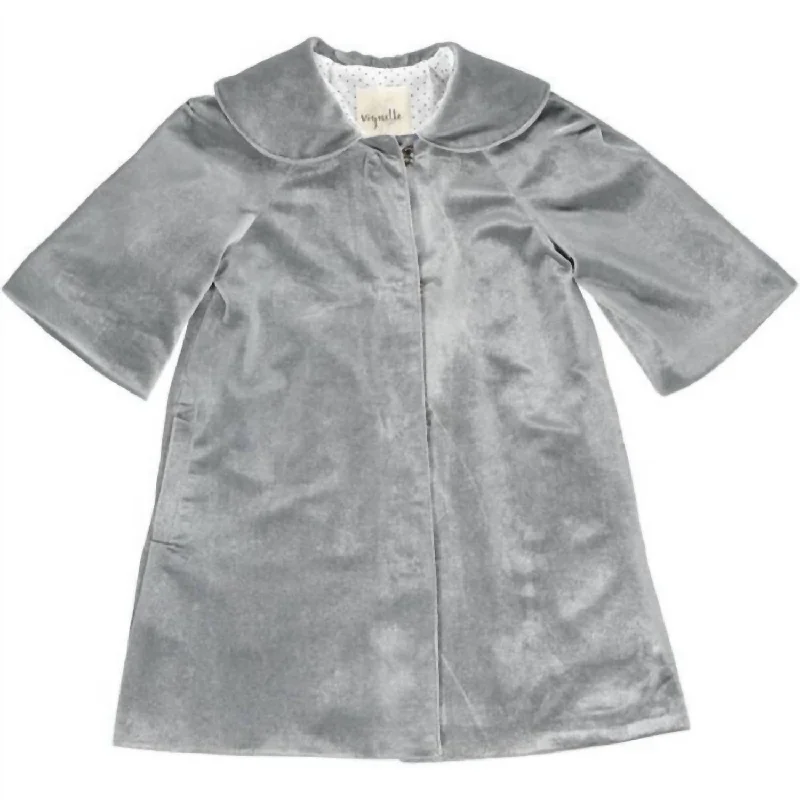 Designer Wear On Sale Women's Jane Velvet Coat In Silver Grey