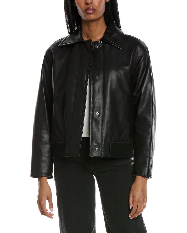 Budget Saver Vince Leather Bomber Jacket