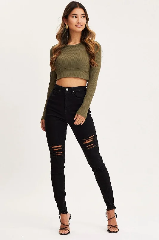 Update With Cottagecore Styles Black Skinny Denim Jeans High Rise