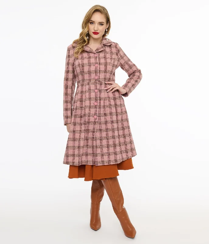 Seasonal Sale Voodoo Vixen 1960s Pink Plaid Coat