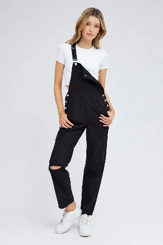 Casual Weekend Relaxed Style Black Overall Jeans