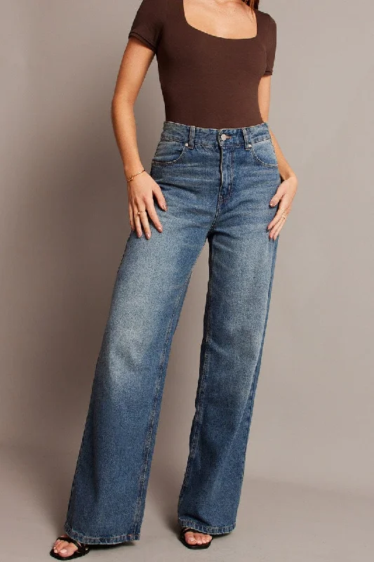 Contemporary Chic Denim Wide Leg Jean Mid Rise