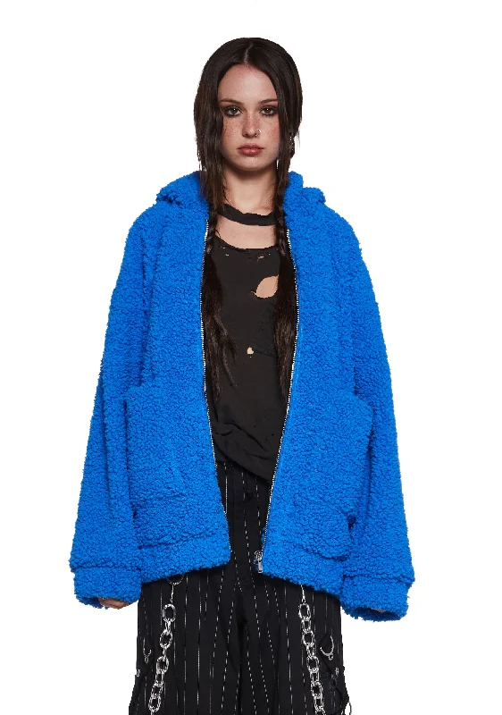 Buy More, Save More Azure Blissful Misery Hooded Sherpa Jacket