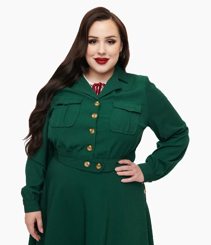 Huge Savings On Parisian Styles Hell Bunny Plus Size 1970s Forest Green Ravenswood Jacket