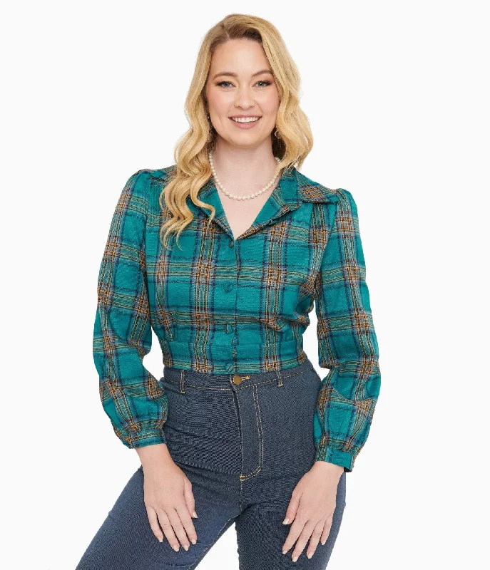 Cottagecore Rustic Charm Style Green Plaid Rosie Bomber Jacket