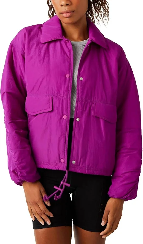 Bold Fashion Off The Bleachers Coaches Jacket In Vivid Violet