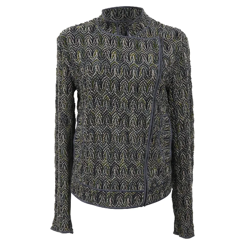 Seasonal Fashion Missoni Knitted Overlap Zipped jacket in Multicolor Wool