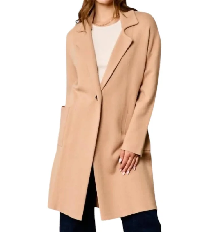 Chic Outfits Wide Collar Coat In Latte