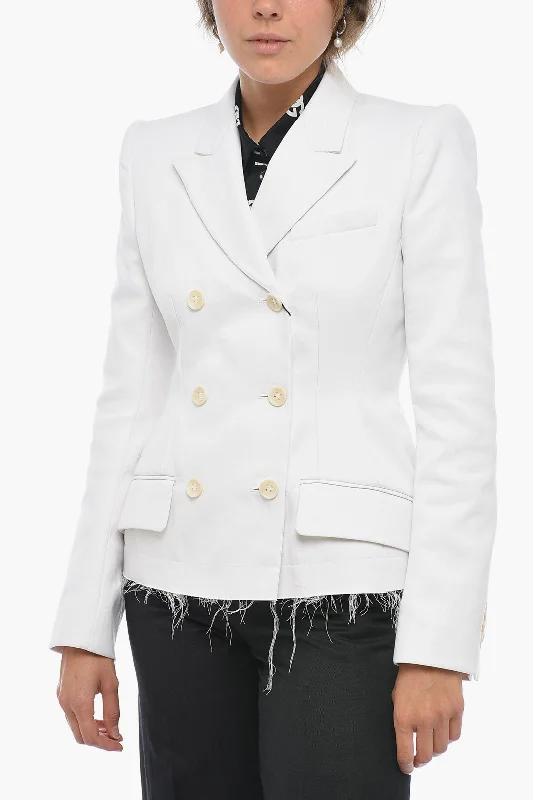 Ethnic Cultural Event Wear Sportmax Double-breasted MOZART Cotton Blazer with Raw-cut Bottom