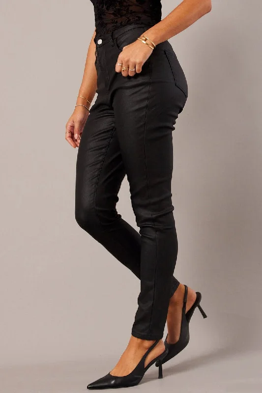 Great Deals On Ethnic Cultural Wear Black Skinny Jean Wet Look