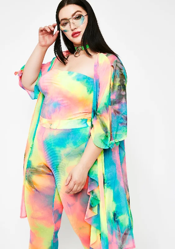 Budget Friendly Luv Drug Tie Dye Kimono