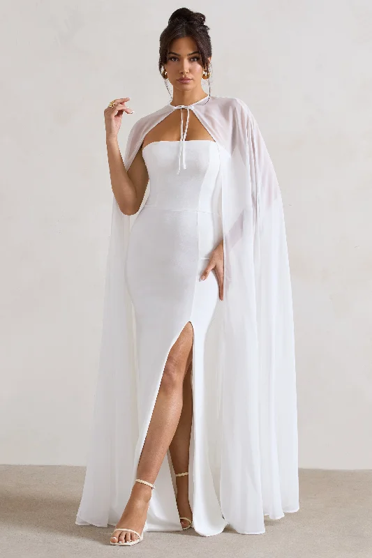 Playful Elegance Mythical | White Chiffon Floor-Length Cape