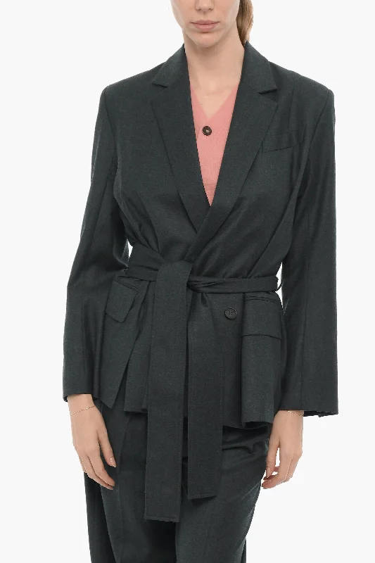 Dreamy Draping Eudon Choi Wool and Cashmere Double Breasted Blazer with Flap Pockets