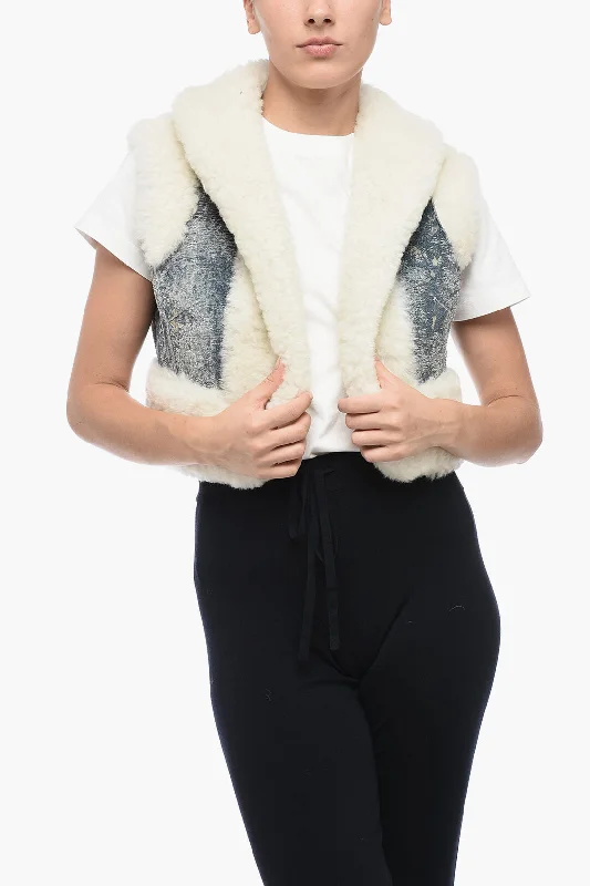 Art Deco Geometric Pattern Look Dolce & Gabbana Shearling Cropped Fit Vest