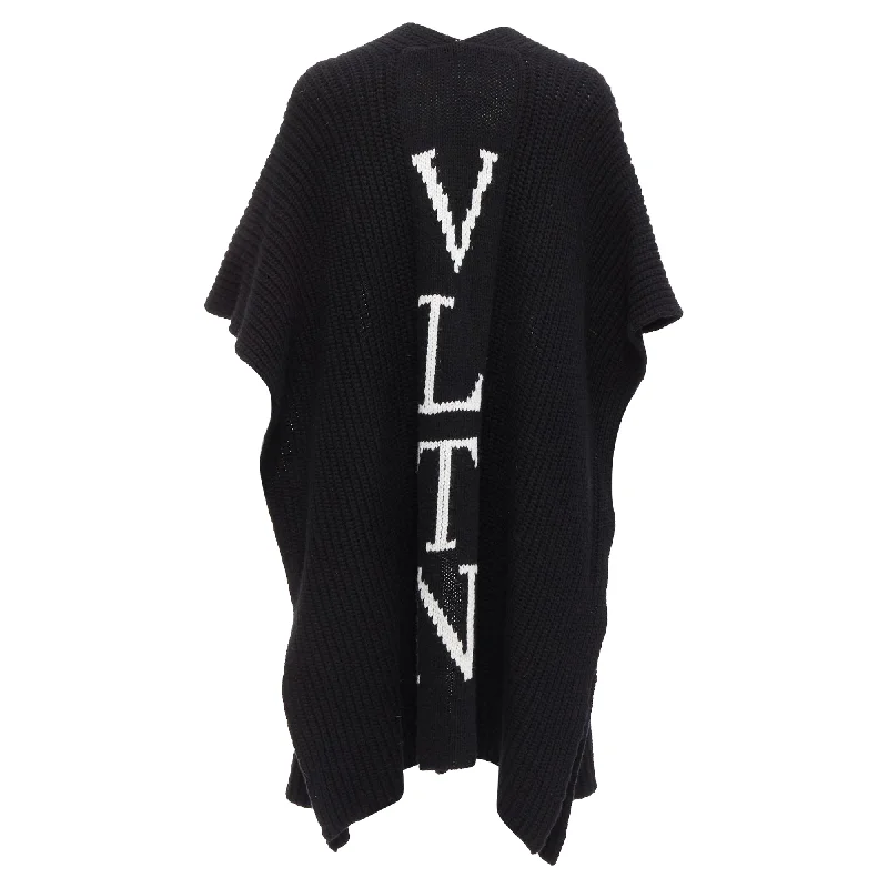 Today Only Valentino VLTN Virgin Wool Logo Back Poncho Cardigan