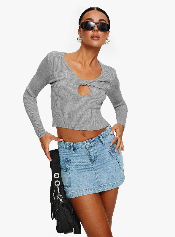 Must-Have Styles Zakai Cargo Denim Mini Skirt Ice Blue