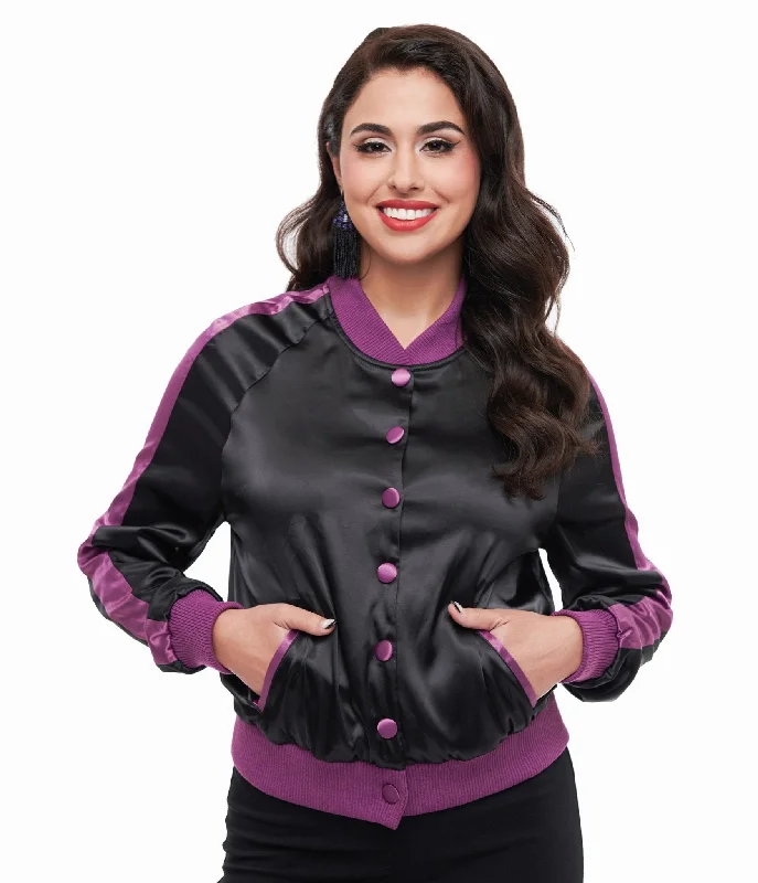 Refined Look Disney Hocus Pocus Collection by Unique Vintage Purple & Black Hocus Pocus Spell Bomber Jacket