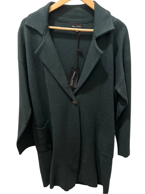 Modern Women's Fashion Women's Wide Collar Coat In Deep Green