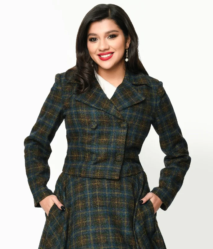 Save Big Blue & Green Check Plaid Jacket