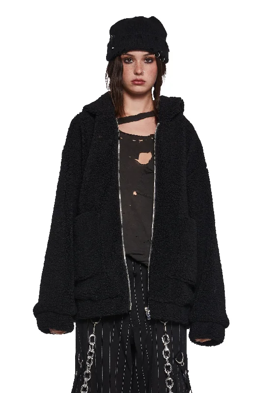 Bold Fashion Blissful Misery Hooded Sherpa Jacket