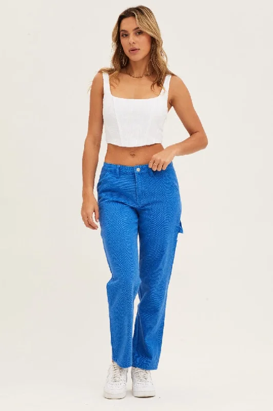 Romantic Flair Blue Carpenter Denim Jeans Low Rise