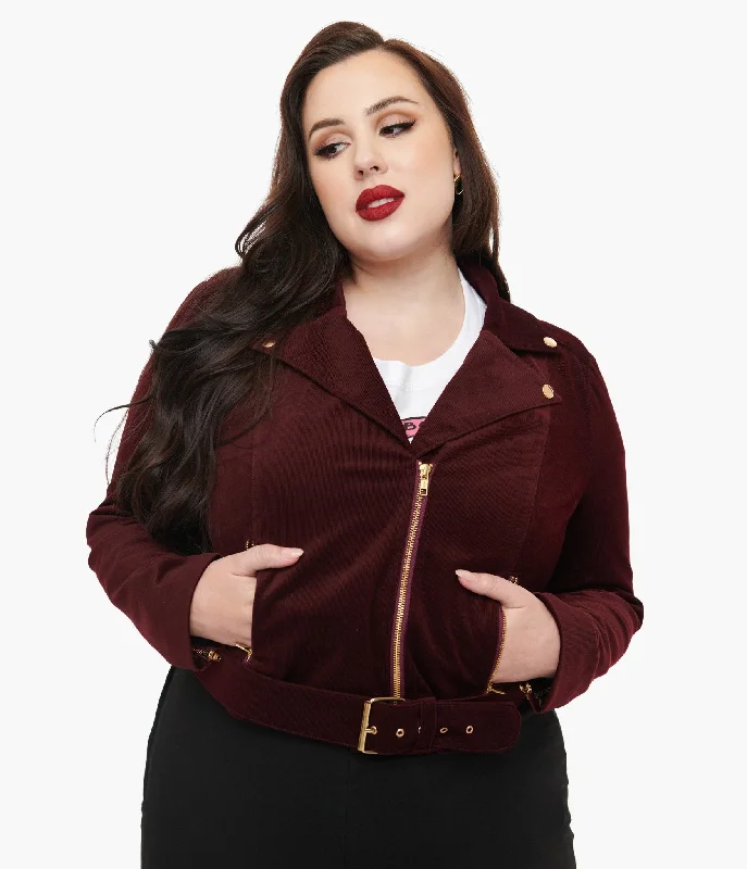 Now On Sale For Chic Urban Styles Tim Burton’s The Nightmare Before Christmas by Unique Vintage Plus Size Burgundy Velvet Jacket