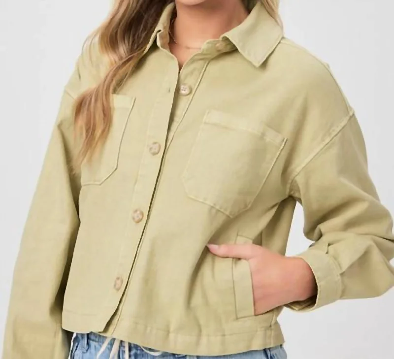 High End Designer Brands Discount Connor Shacket In Vintage Pale Olive