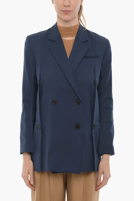 Refined Simplicity Eudon Choi Wool BEATRICE Double-Breasted Blazer with Back Slit