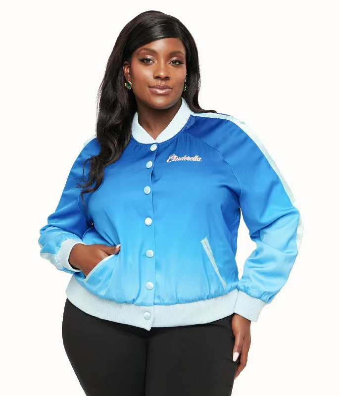 Trendy Street Style Disney Princess collection by Unique Vintage Plus Size Cinderella Blue Ombre Long Sleeve Bomber Jacket