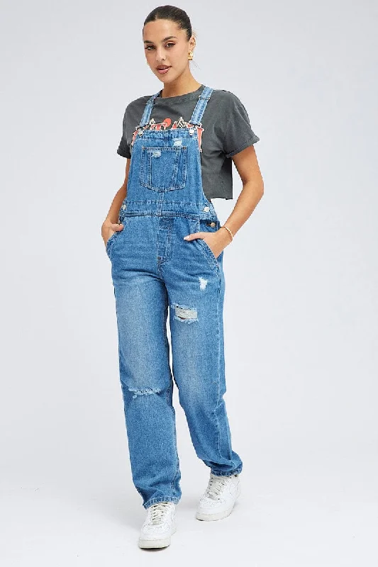 Playful Elegance Denim Overall Jeans