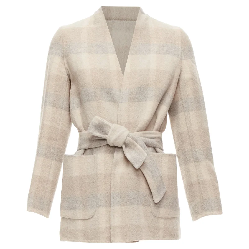 Flash Sale Max Mara Cucito Amano Double Face Angora Wool Checked Belt Jacket