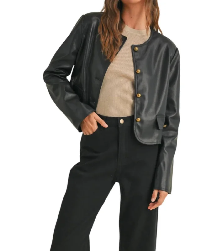 Discover Promotions Faux Leather Jacket In Black