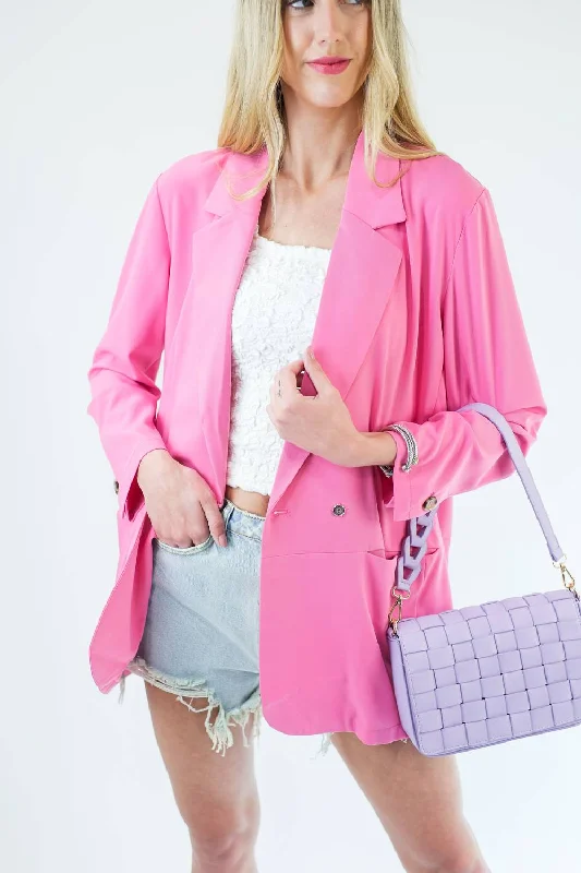 Premium Quality Garments Romantic Story Tunic Blazer In Candy Pink