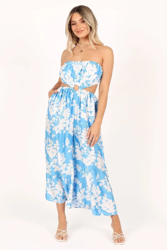 Weekend Special Elodie Tube Belted Jumpsuit - Blue/White