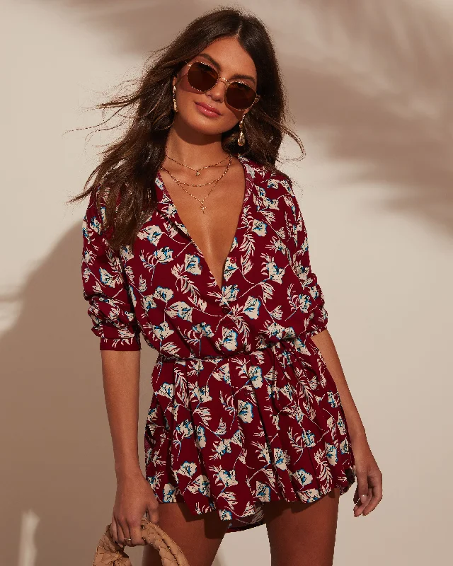 Wardrobe Essentials Lorian Floral Waist Tie Romper