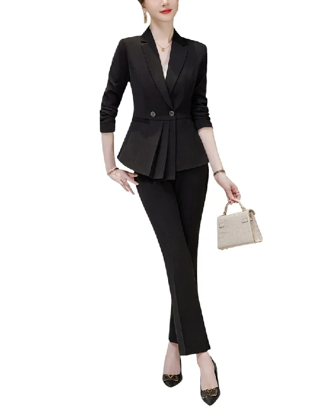 Dreamy Draping Bossy Chic 2pc Blazer & Pant Set