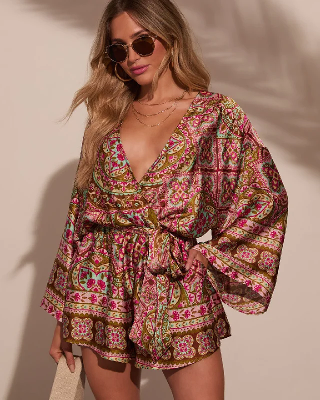 Exclusive Sale Jayden Printed Satin Romper