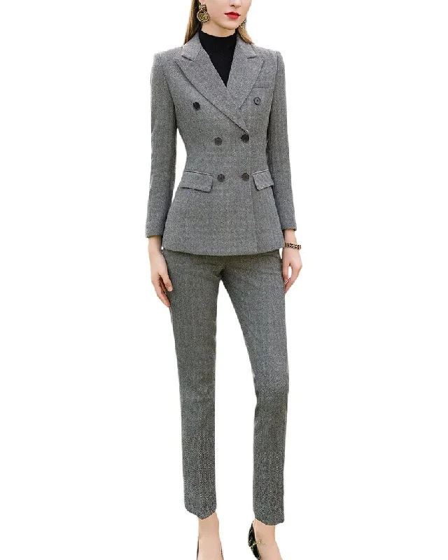 Trendy Urban Attire Anette 2pc Wool-Blend Blazer & Pant Set