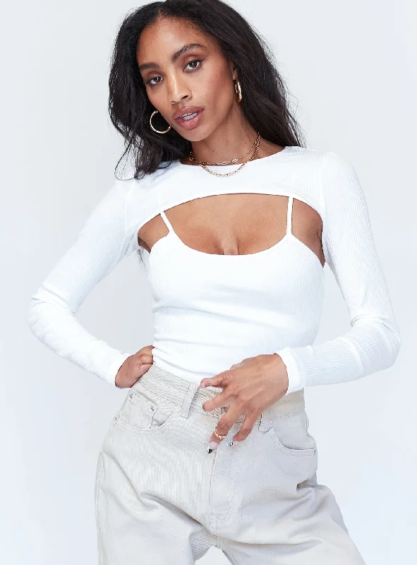 Sale Event, Prices Rock Calla Long Sleeve Bodysuit White