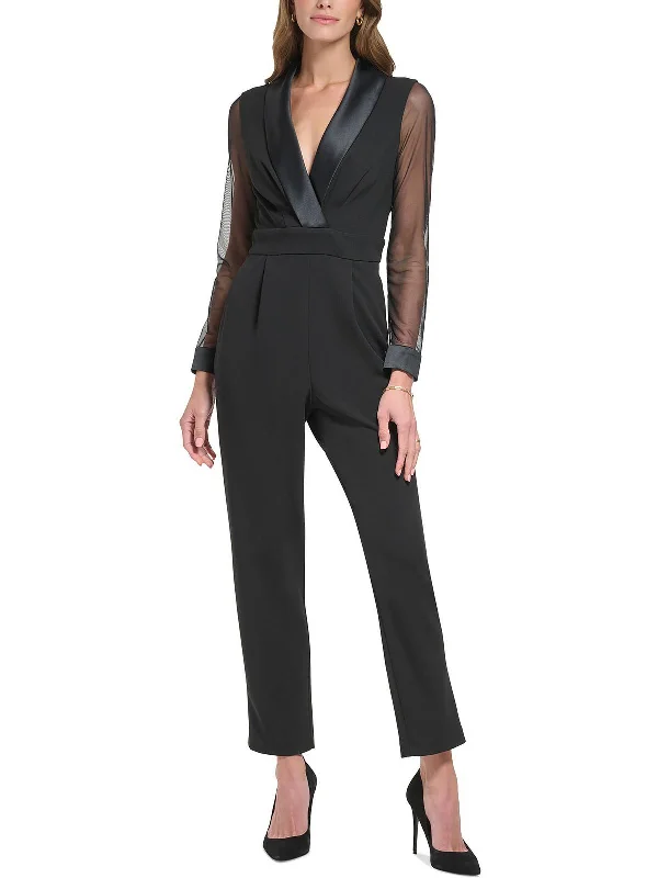 Mega Sale Petites Womens Illusion Straight Leg Jumpsuit