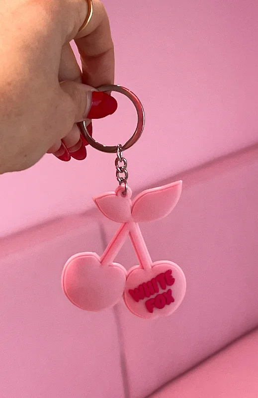 New In This Season Cherry On Top Keychain Pink